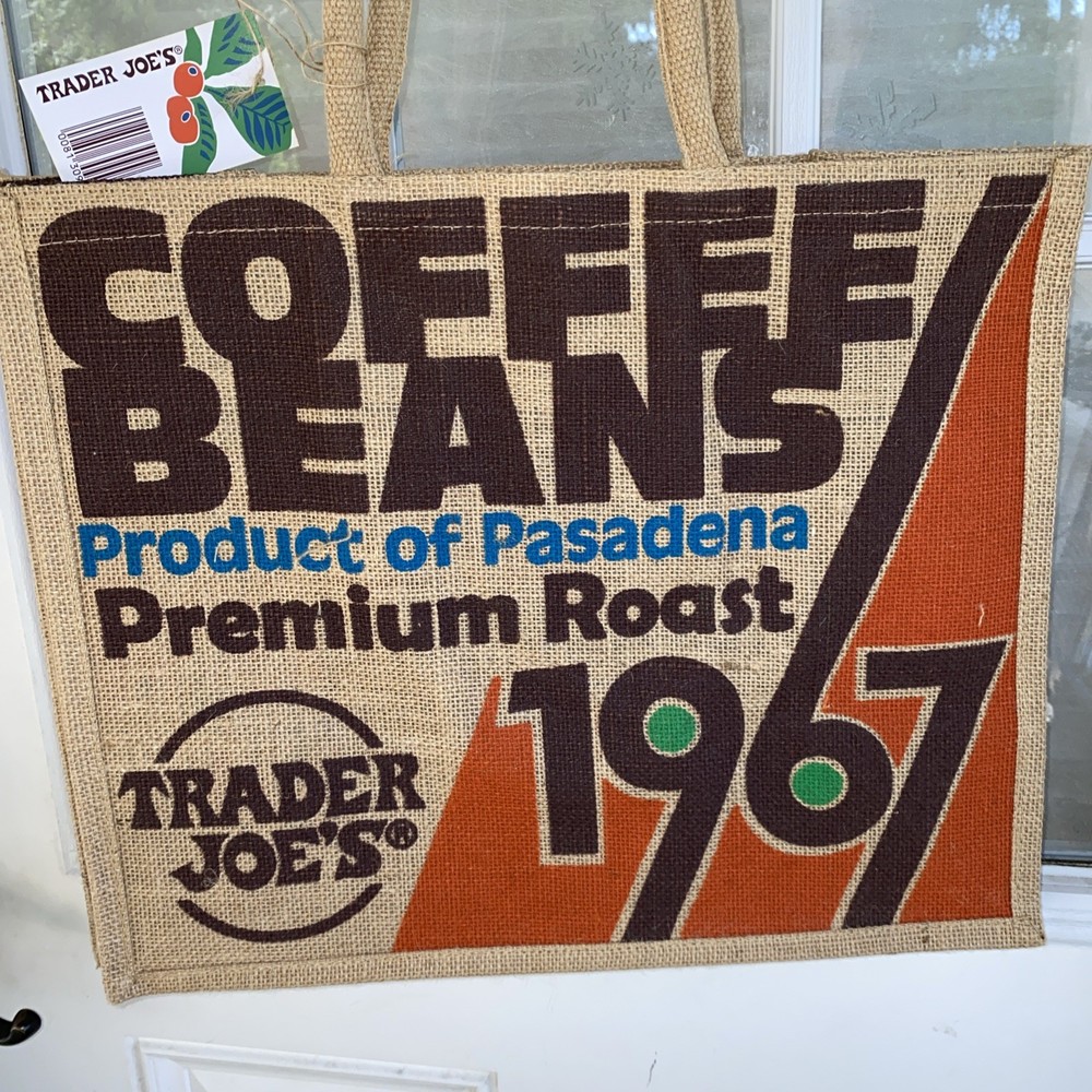 Trader Joe’s “Coffee Beans Pasadena 1967” Jute Tote Premium Collector New NWT