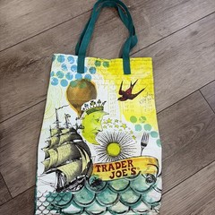 RARE Red Trader Joe’s Very Denim Canvas Logo Red Tote Bag