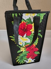 TROPICAL PAPER GARDEN INSULATED BEVERAGE/WINE TOTE Divided Zippered HIBISCUS NEW