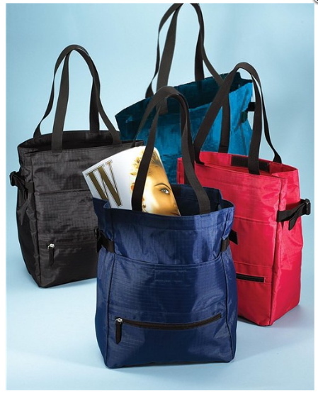 NICE Urban TOTE With RIPSTOP Polyester/ZIPPERS & MORE Black/Navy GREAT FEATURES!