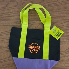 Trader Joe’s Mini Canvas Tote Bag Foldable Black Green Purple