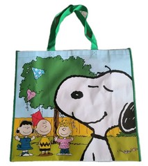 PEANUTS Extra Large Green Reusable SNOOPY Tote Bag with Handle NWOT! Free Ship!