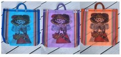 La Catrina Mesh Mexican Market Bag Tote Recycled Plastic 18″x17″ Screen Print