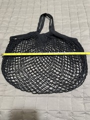 Organic 100% Cotton Produce String Bag Vegetable Black Tote Eco Friendly Farmers