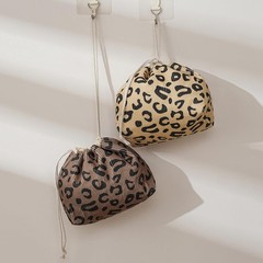 RSRSLEII Aesthetic Corduroy Drawstring Makeup Bag, Cute 10Brown Leopard Print