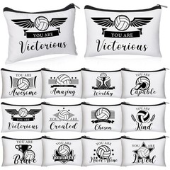 Sunnymove 12 Pcs Volleyball Makeup Bags Bulk Team white, black