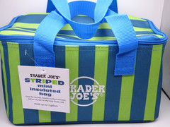 Trader Joe’s – Mini Insulated Bag – Striped Blue/Green – 10″ x 6″ x 6″ – 1.5 gal