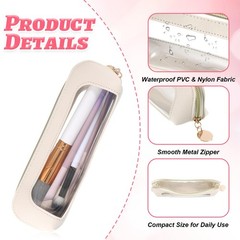 Clear Makeup Bag PU Leather Mini Pouch Transparent Portable White