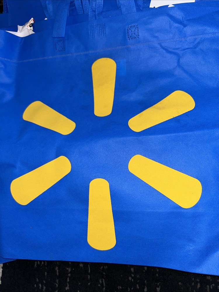 5 BRAND NEW Heavy Duty Reusable Walmart Shopping Bags Wal-Mart Logo LOWEST PRICE