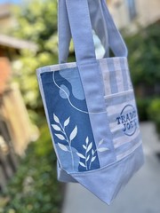 Made To Order – Hand-Painted Trader Joe’s Striped Mini Blue Tote — Botanicals