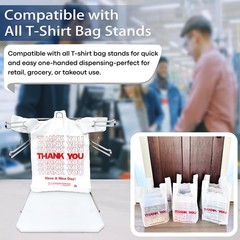 100 Count White Thank You T-Shirt Bags – Reusable & Disposable Grocery Solution