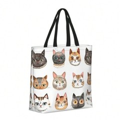 Cute Cat Print Tote Bag For Women Large Reusable Shopping Bag Gift For Cat Lover