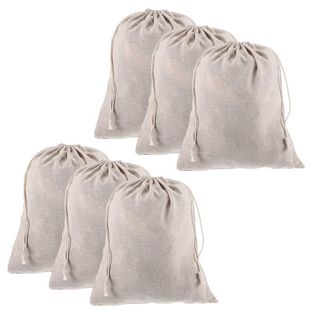 12pcs Cotton Storage Bags 10.6″ x 12.6″ Canvas Drawstring Bag, Beige