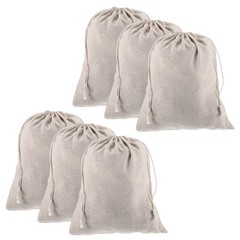12pcs Cotton Storage Bags 10.6″ x 12.6″ Canvas Drawstring Bag, Beige