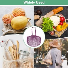 2-Pack Mesh Net String Grocery Bags [Purple-Pink, Blue-Green,Long Handle]