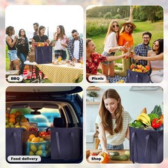 3 Pcs XL-large Cooler Insulated Reusable Grocery Bags with Zippered Top & Han…