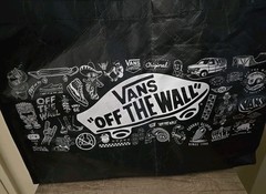 Vans Off The Wall Large Black Reusable Shopping Tote Bag 18x13x6 Open Bag