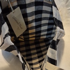 Universal Thread Checked Canvas Reusable Shopping Bag Black Beige