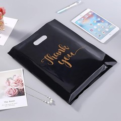 Durable 2.36 Mil Black Thank You Bags 100 Count – Ideal for Boutique Gifts