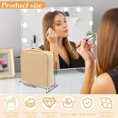 Doresty Makeup Bag, Multi-Purpose Large Capacity Oxford Cloth Standing Beige
