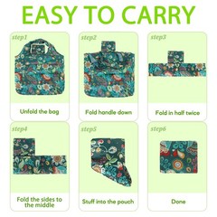 Reusable Grocery Shopping Bags 6 Pack, Foldable Tote Polychrome