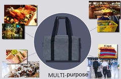 Reusable Insulated Shopping Cooler Bag with Zipper Top for Grocery, Thick Alumim