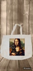 Custom Graphic Tote bag Mona Lisa’s Cat Design