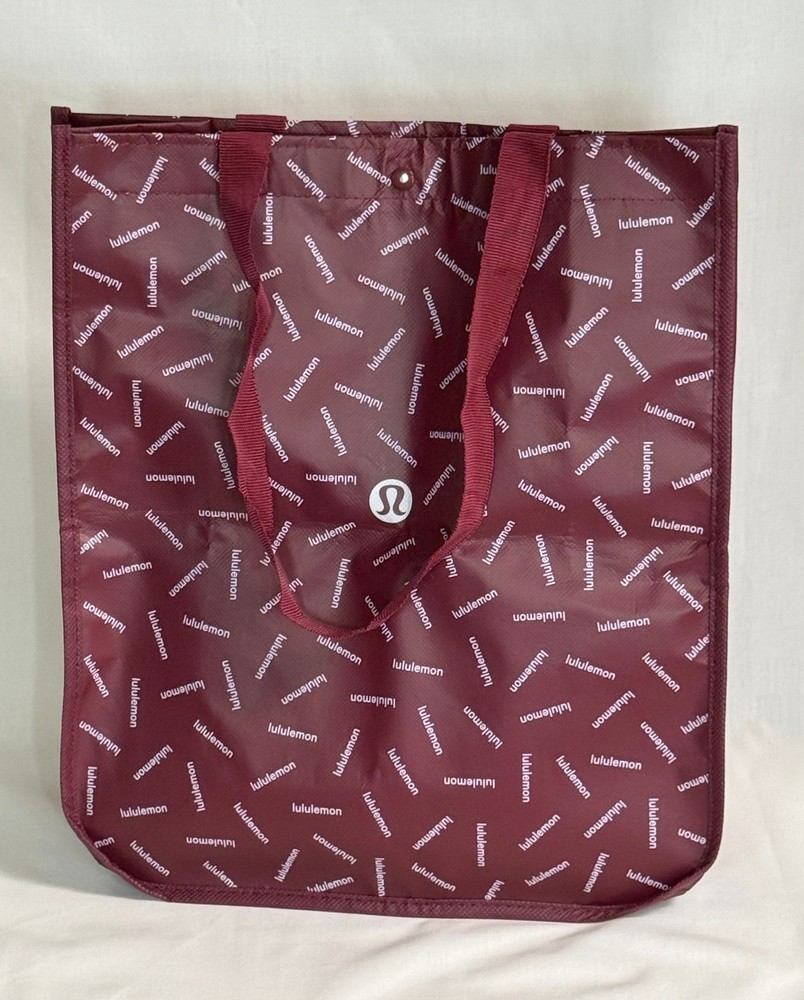 Lululemon Large Reusable Shopping Tote Bag w/ Nylon Handle – Burgundy – New