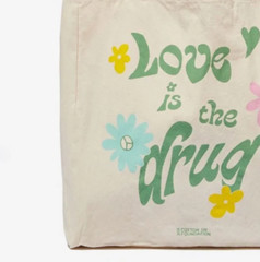 LOT OF 2 RARE Cotton:On Organic Tote Bag “Love is the Drug” Reusable Grocery NEW