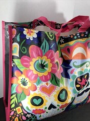 New~XL Double Sugar Skull Multi-Colored Reusable Shopping Bag -Marshalls