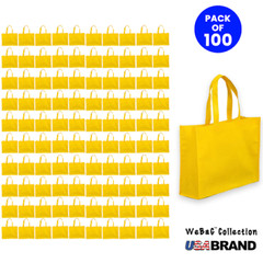 Non-Woven Shopping Bag Reusable Gift & Promotional Bag Wholesale 100Pack Yellow