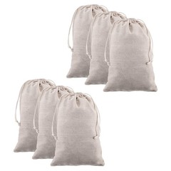 12pcs 7.9″ x 11.8″ Cotton Storage Bags, Beige Drawstring