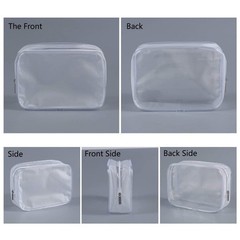 6 Pack Clear Toiletry Carry Pouch with Zipper Small and Large bags, White