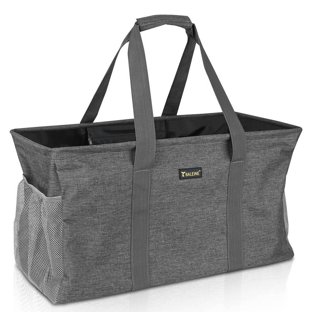 BALEINE Extra Large Utility Tote Bag with Wire Frame for Storage (Gray, 22”x12′