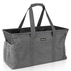 BALEINE Extra Large Utility Tote Bag with Wire Frame for Storage (Gray, 22”x12′