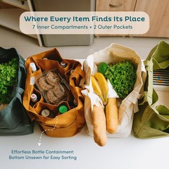 3-Pack Reusable Grocery Bags – Heavy Duty, Large 12 Oz Cotton Canvas Reusable…