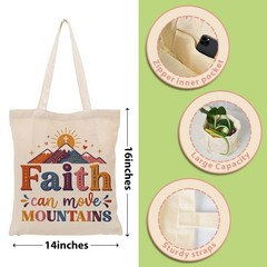 Faith Canvas Tote Bag, Christian Gifts for Women, Inspirational Bible Verse T…