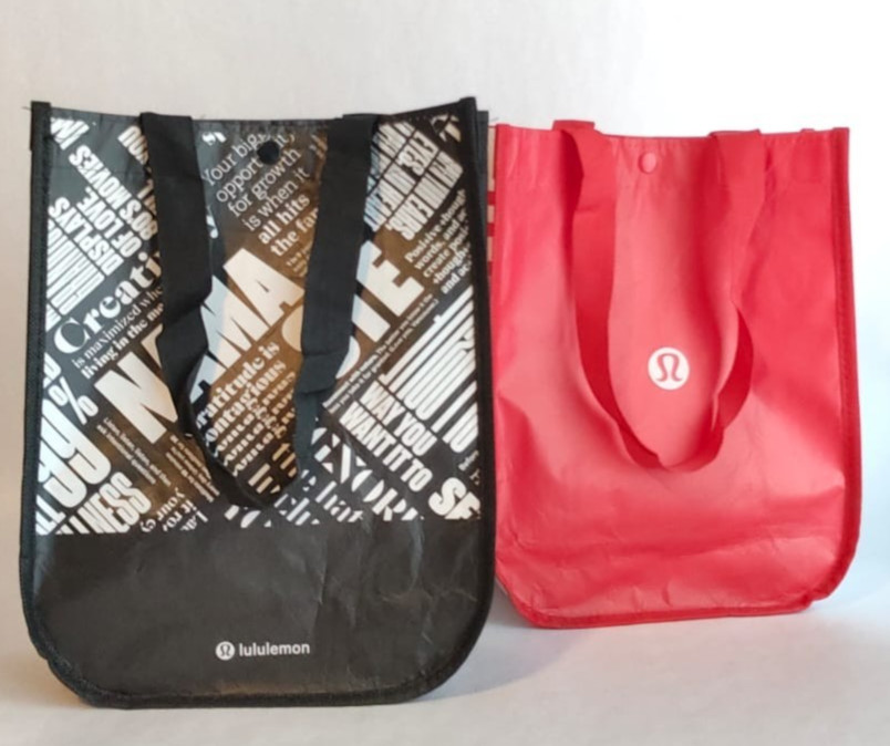 Lululemon Red | Black Reusable Shopping Gift Bag Medium Yoga Tote 9.5″ x 12″