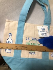 La Dolce Vita Hand Drawn Trader Joe’s Mini Light Blue Canvas Tote Bag(S)
