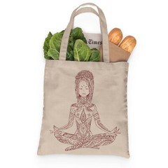 Yoga Meditation Tote, Grocery Tote, 100% Premium Cotton Canvas Tote