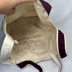 Vtg NEW Whole Foods Market Canvas Shopping Bag Tote Made in USA Maroon Natural