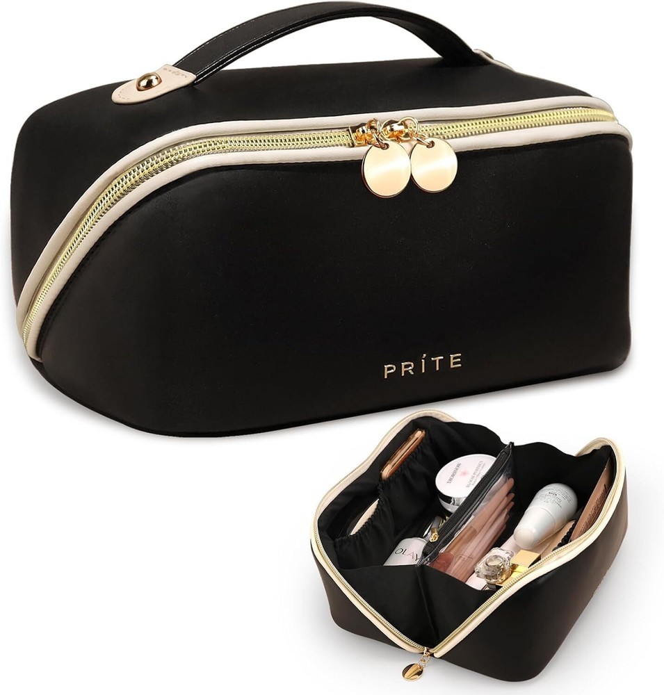 Travel Cosmetic Bag Makeup Organizer For Women Large Capacity Black