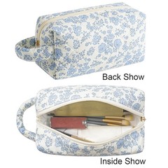 JOVAKIT Alphabet Makeup Bag Cosmetic 9.06 x 3.54 x 4.33 inches, Blue Floral