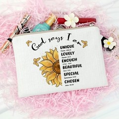 COMODBAG God Says I Am Cosmetic Bag, Bible Verse One Size, god says I am