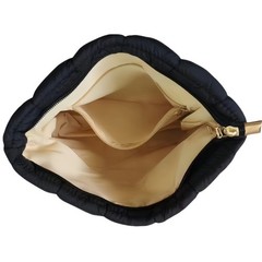 CECKQUE Black Puffer Quilted Makeup Bag for Women with Wrist BK-WS-Set1