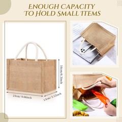 12 Pcs Burlap Tote Bag Mini Jute Reusable Bag with Handles Small Blank Canvas…