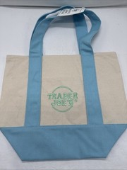 Trader Joe’s Mini Canvas Reusable Pastel Blue Tote Bag Spring NWT