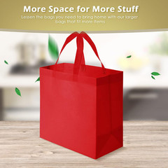 100 Pcs Red Reusable Non-Woven Grocery Totes for Events & Retail