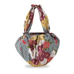 NOREN Furoshiki Wrapping Cloth Bag and Handle Set (Flower Blue Line / 39.4 in…