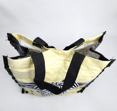 Vtg Patty Reed 2007 Insta Tote Small 11″ Yellow Black White Bow Dots